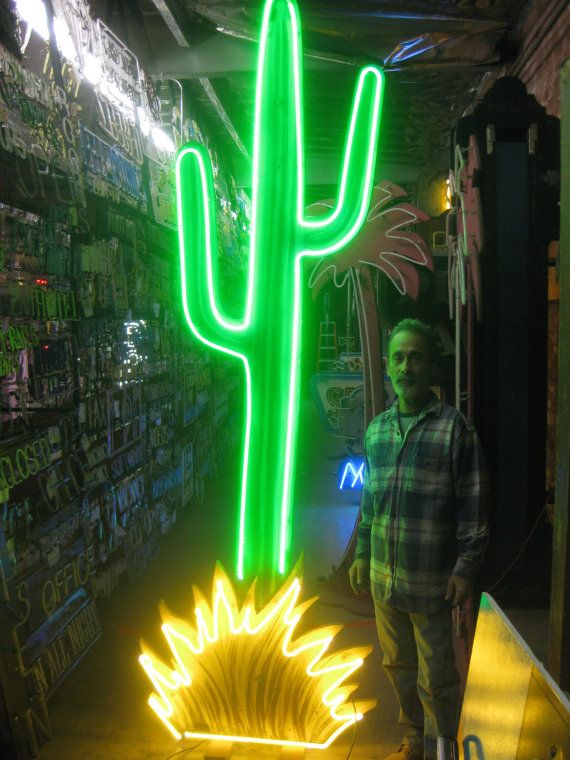 Vintage 1980's Neon Cactus Sign